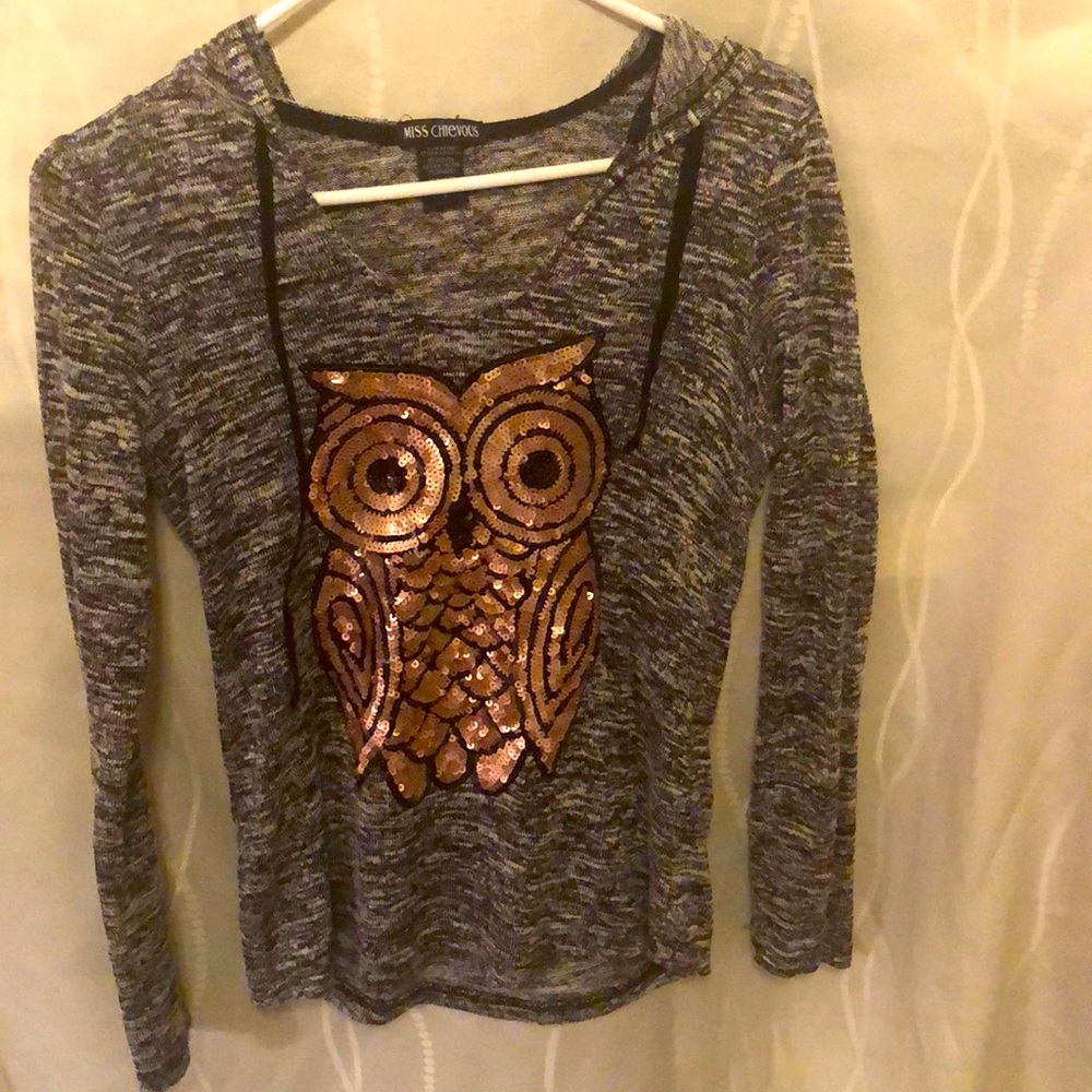 Miss Chevious Sequin Owl Hoodie